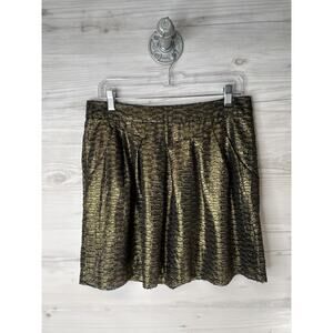 Gap Skirt Womens 4 Black Gold Metallic Jacquard Mini Lined Pockets Party Holiday